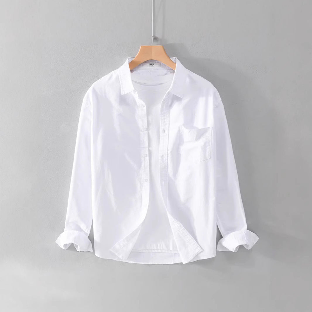 Solid Color Shirt Boys Coat Spring And Autumn Long Sleeve White Autumn Top - kinko