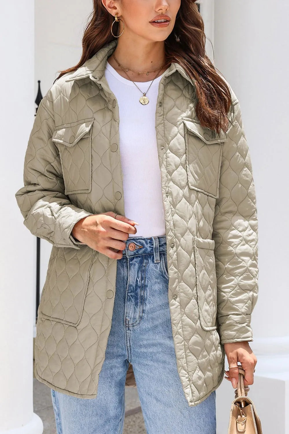 Snap Down Collared Winter Coat - kinko