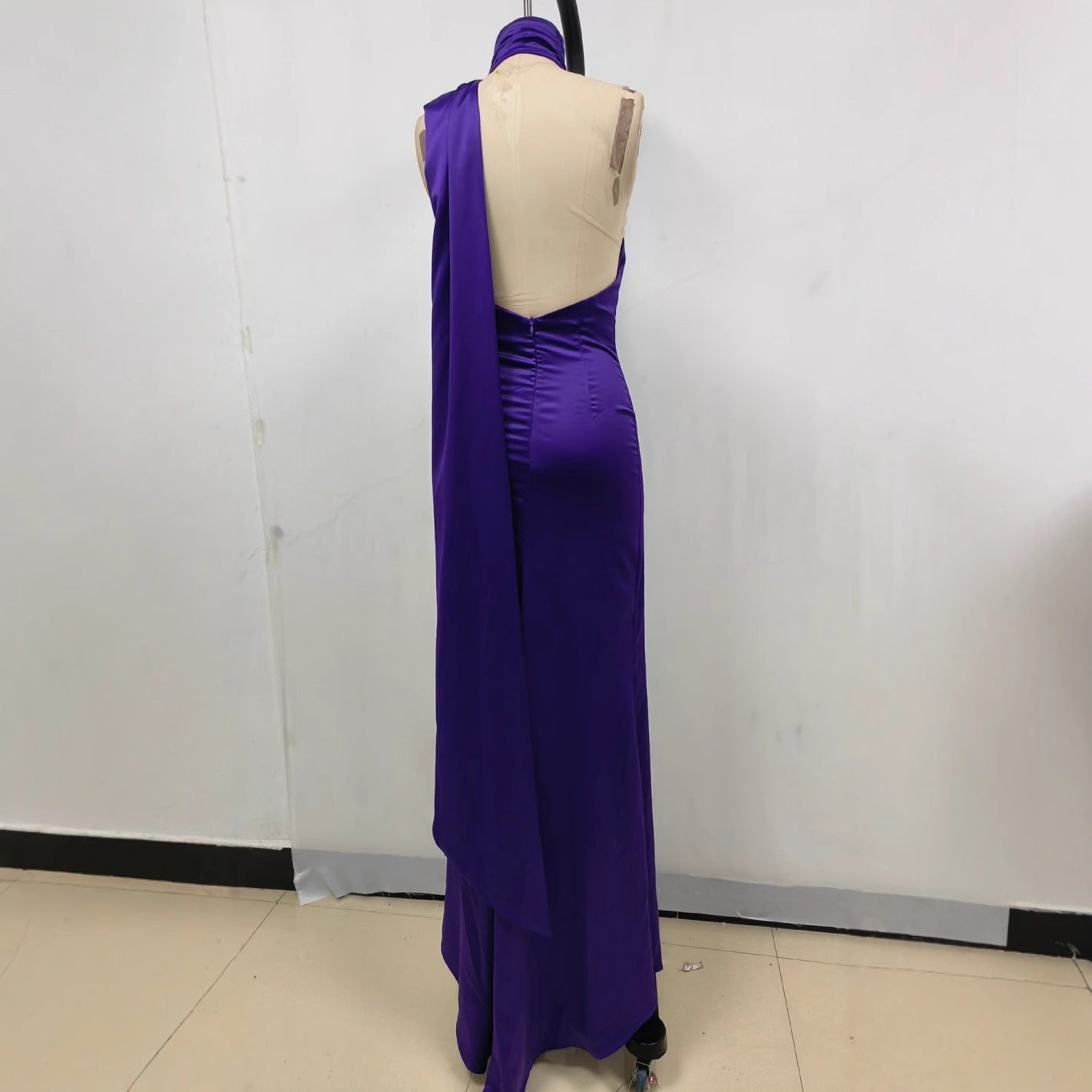 Fitted High Waist Pure Color Holder Evening Dress - kinko