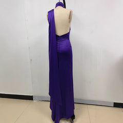 Fitted High Waist Pure Color Holder Evening Dress - kinko