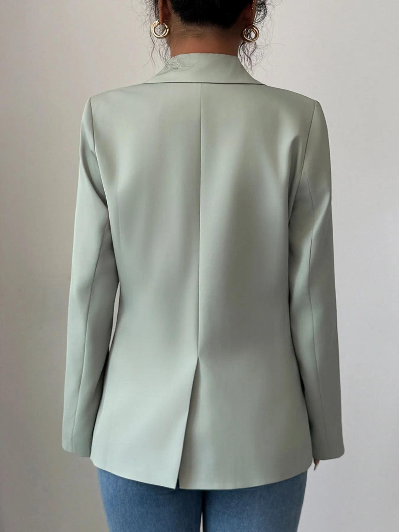 One Button Lapel Collar Blazer - kinko