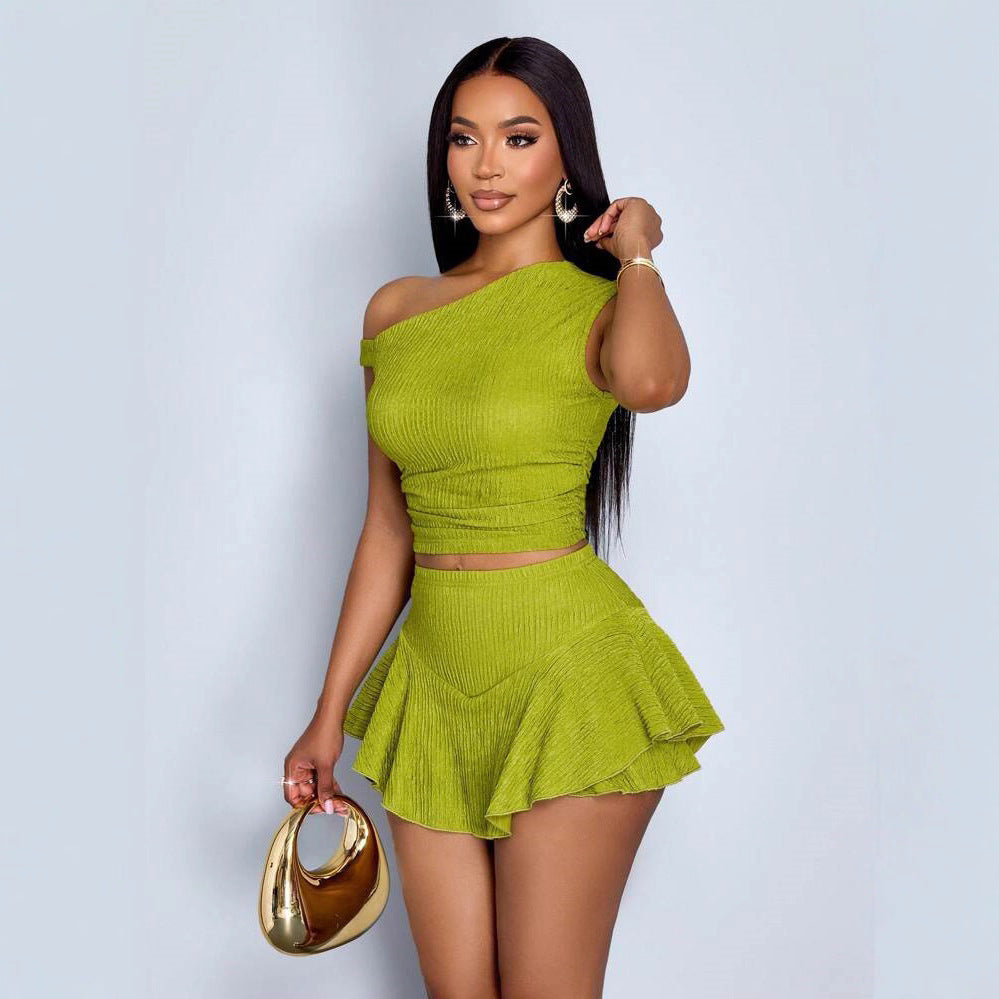 Personality Solid Color Split Skirt Suit Simple All-match - kinko