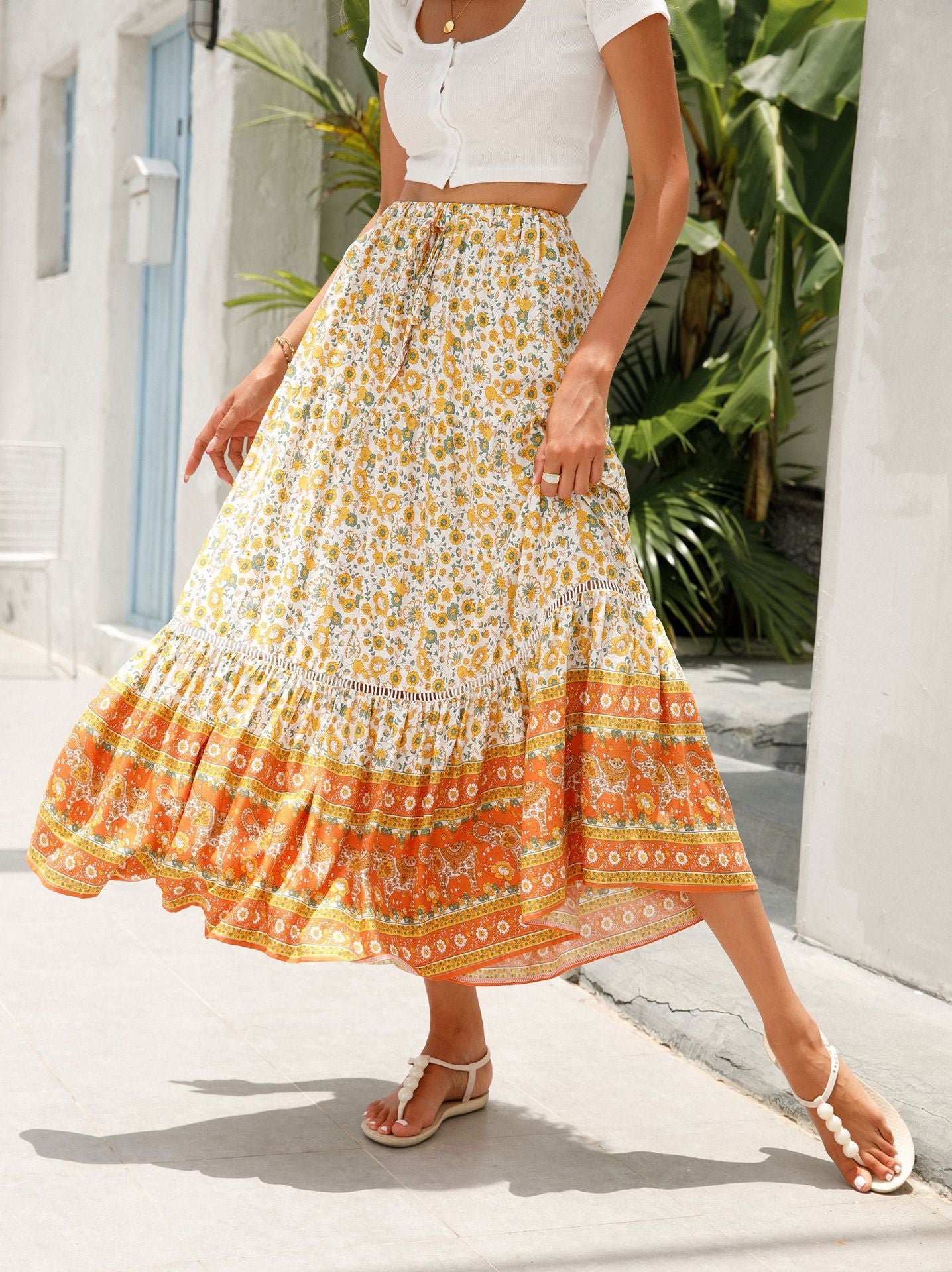 Maxi Skirt Cotton Bohemian Beach Resort Skirt - kinko