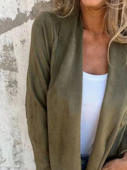 Full Size Open Front Casual Cardigan Plus Size - kinko