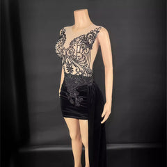 Summer Luxury Evening Dress Female Singer Stage Costume Senior Dress Side Trailing Skirt - kinko