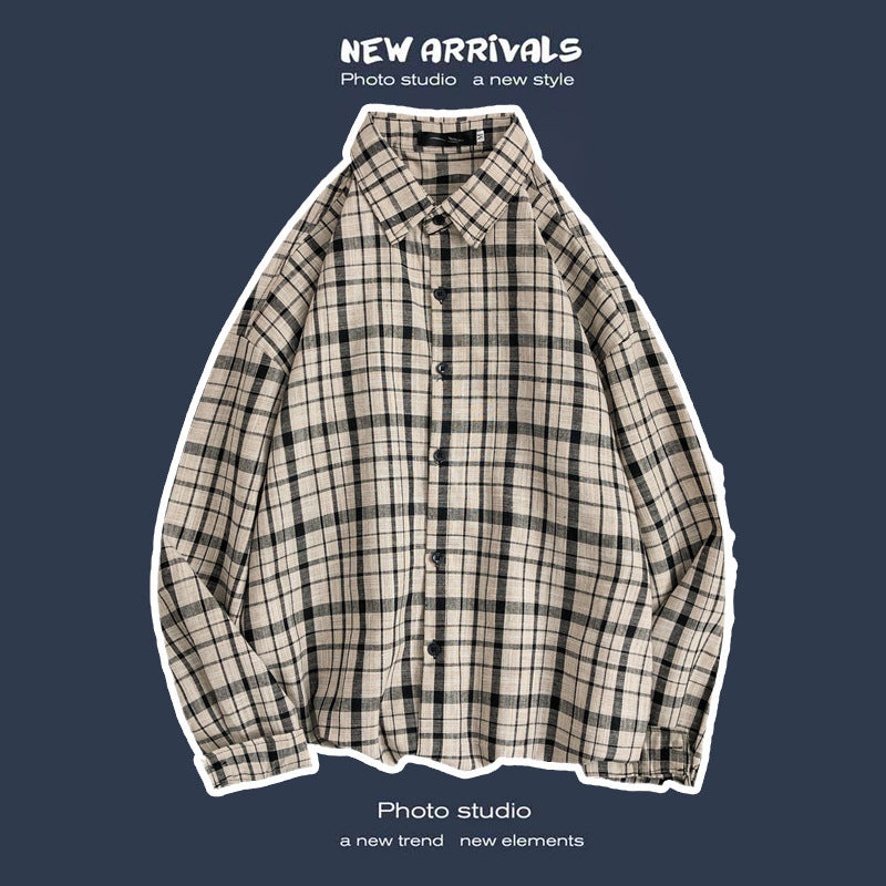 Loose Fashion Personality Men's Retro Plaid Coat - kinko