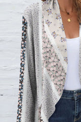 FAM-FAM Printed Open Front Long Sleeve Cardigan - kinko