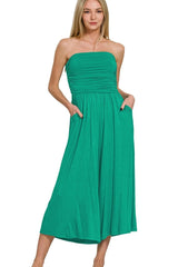Zenana Double Layered Strapless Tube Top Jumpsuit - kinko