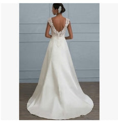 Autumn new white temperament lace dress European wedding bridesmaid backless low collar large size dress long skirt - kinko