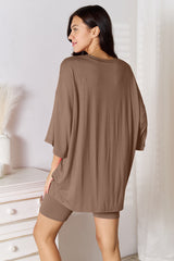 Basic Bae Full Size Soft Rayon Three-Quarter Sleeve Top and Shorts Set - kinko