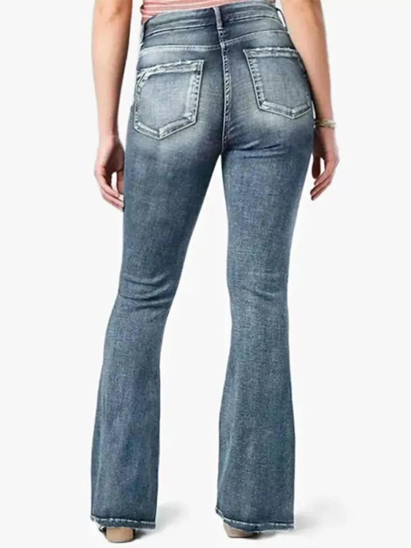 Full Size Vintage Wash Flare Jeans Plus Size - kinko