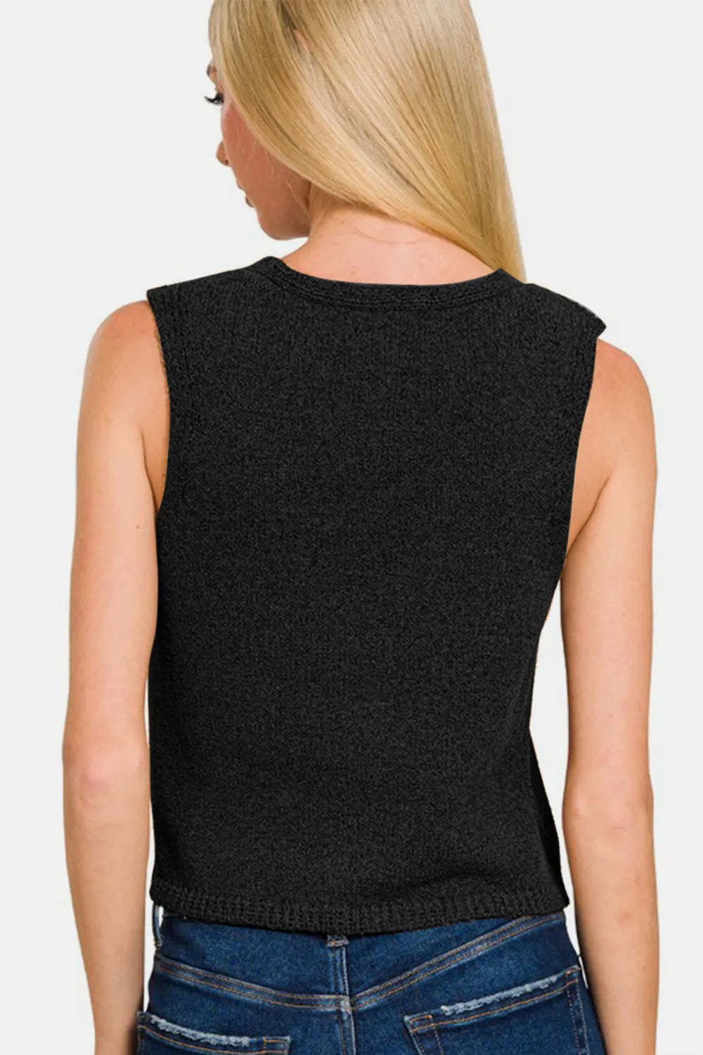Zenana Hook and Eye Closure V-Neck Sweater Vest - kinko