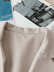 Short Sleeve Lapel Collar Solid Blazer - kinko