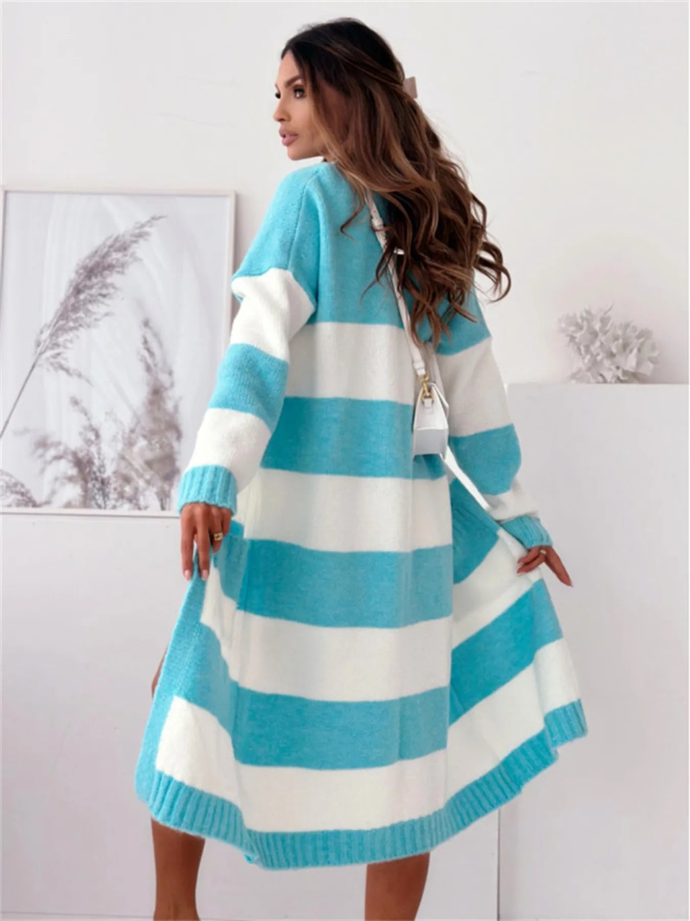 Color Block Open Front Cardigan - kinko