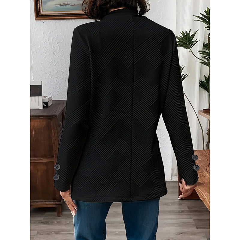 Women's Casual Business Open Front Cardigan Coat Long Sleeve Notch Collar Office Blazer Jacket - kinko