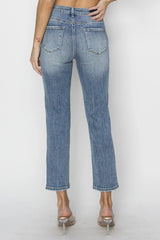 RISEN Full Size High Waist Distressed Cropped Jeans - kinko