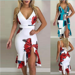 Collage halter irregular skirt dresses - kinko