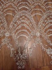 Wave Style Sequin Bead Lace Fabric Wedding Dress - kinko
