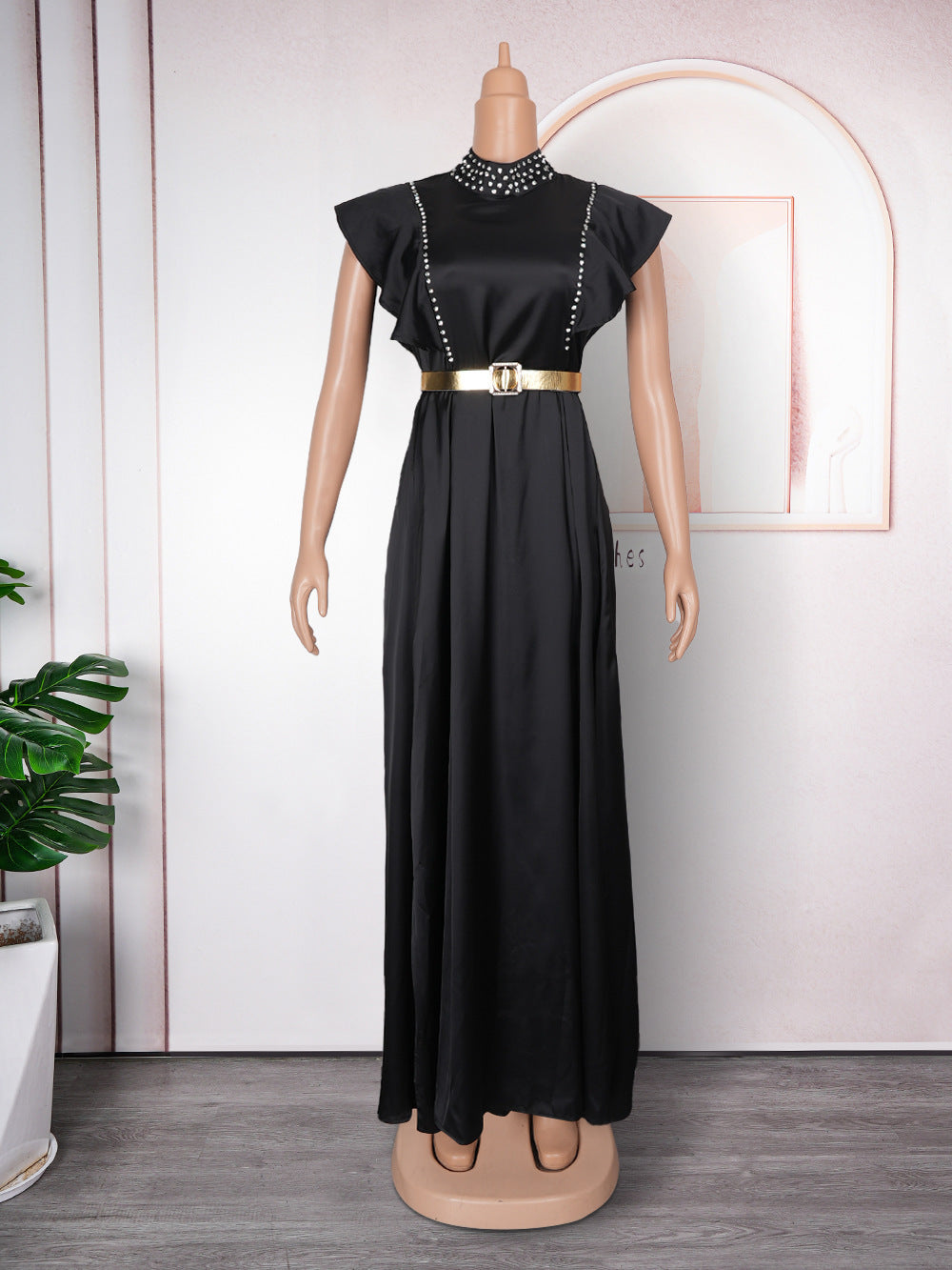 Banquet Evening Fashionable Elegant Style Rhinestone High Waist Dress - kinko