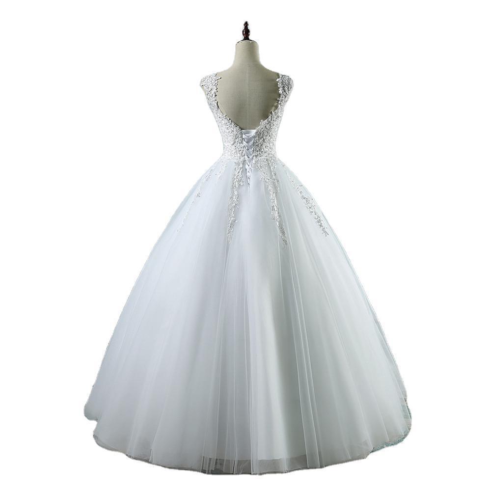 High Waist Wedding Dress With Deep V-neck - kinko