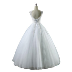 High Waist Wedding Dress With Deep V-neck - kinko