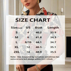 Women's Lapel Collar Short Sleeve Shirt - Chain Print Design, Button-Up Casual Top Comfortable Summer Wear - kinko