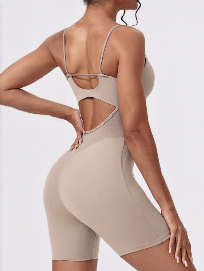 Hollow Shorts Yoga Bra Sports Hip Lifting One-piece - kinko