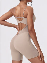 Hollow Shorts Yoga Bra Sports Hip Lifting One-piece - kinko