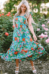 Tiered Ruffled Printed Sleeveless Dress - kinko