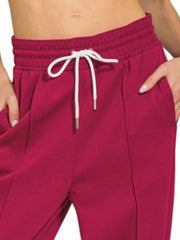 Zenana Drawstring Scuba Sweatpants with Pockets - kinko