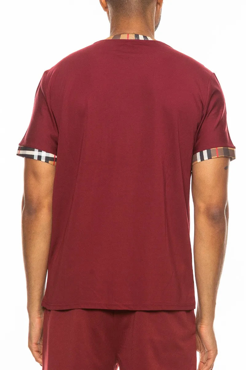 WEIV Men's Full Size Checkered Short Sleeve Tee Plus Size - kinko