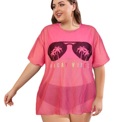 New Swimwear Mesh See-through Blouse Plus Size Swimsuit Bikini Three-piece Set - kinko