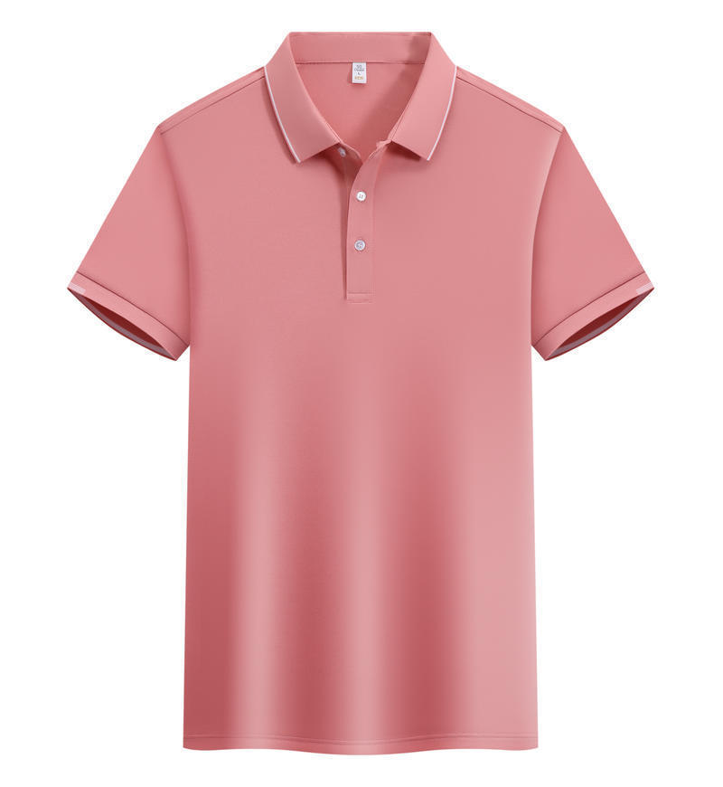 ICE Cotton Single Side Color Secondary Collar Lapel Short Sleeve Polo Shirt - kinko