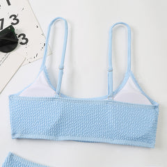 Sexy Bikini mit Wellenmuster, geteilten Dreiecksträgern, Strand- und Club-Badeanzug