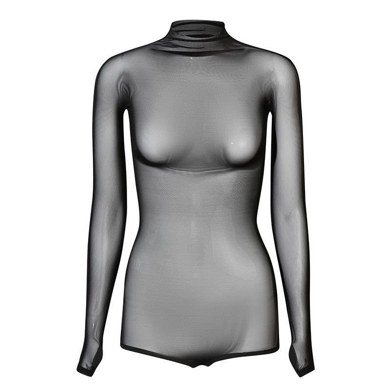 Mesh Jumpsuit Clothing Women's Overall Long Sleeve Exercise Clothing - kinko