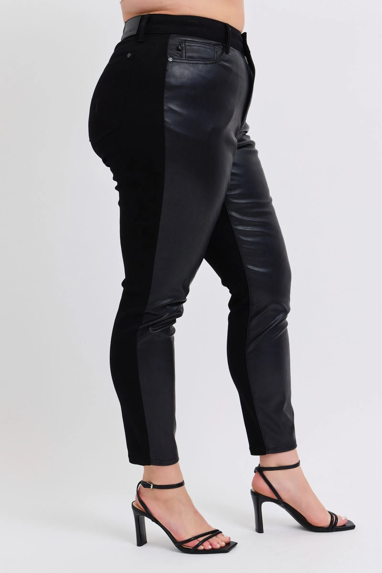 Judy Blue Plus Size HW Faux Leather Skinny Pants - kinko