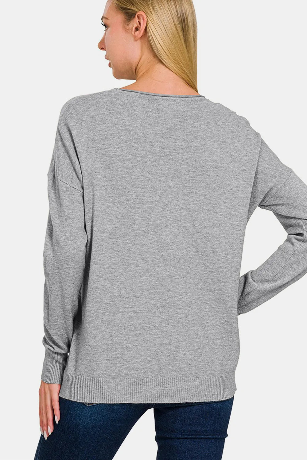 Zenana Front Seam Round Neck Sweater - kinko