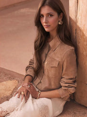 Button Front Long Sleeve Jacket - kinko