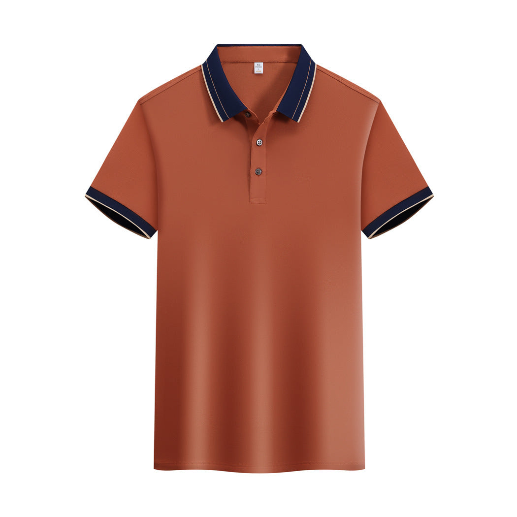 Ice Ion Mercerized Pearl Cotton Color Matching Collar Polo Shirt For Men And Women - kinko