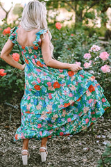 Tiered Ruffled Printed Sleeveless Dress - kinko