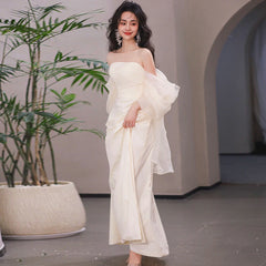 Tube Top Light Wedding Dress Bride Simple Long - kinko