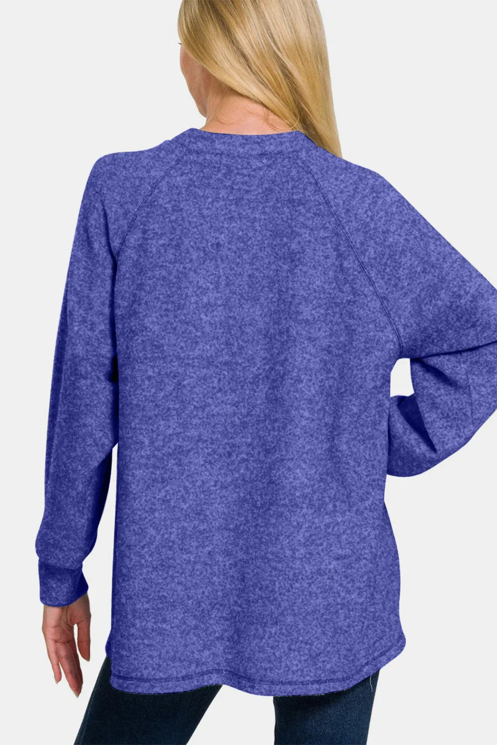 Zenana Full Size Brushed Melange Hacci High-Low Sweater - kinko
