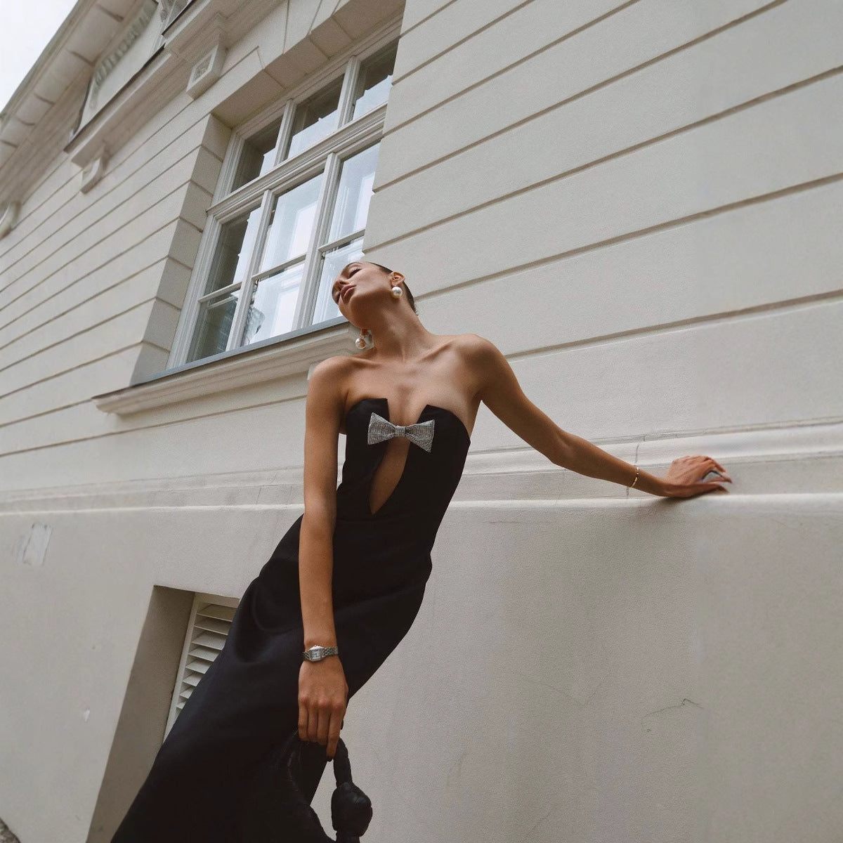 Off-shoulder Backless Super Deep V Bandeau Slim-fit Party Dress - kinko