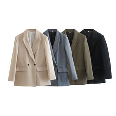 Loose Casual Double Breasted Blazer - kinko