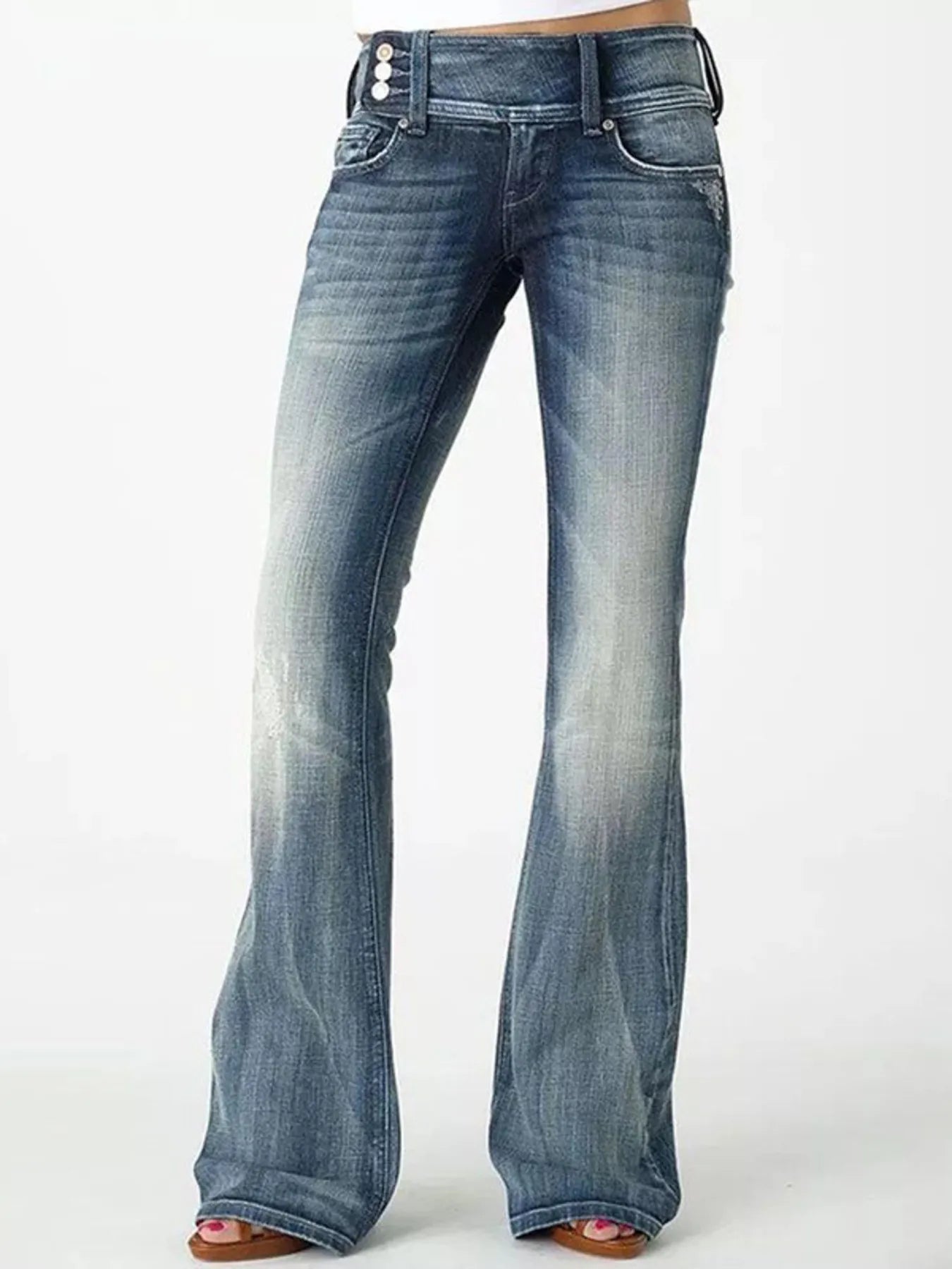 Full Size Vintage Wash Flare Jeans Plus Size - kinko
