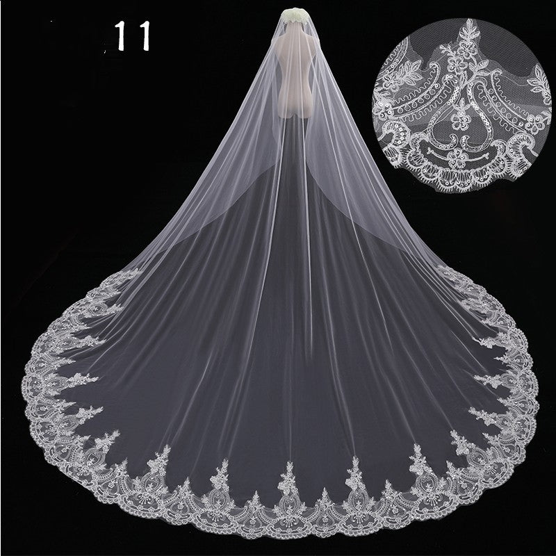 Bridal Wedding Dress Long Tail Luxury Super Fairy Wedding Veil - kinko