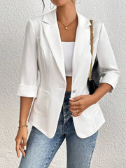 Classic Lapel Collar One Button Blazer - kinko