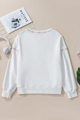 Sequin Football Round Neck Long Sleeve Sweatshirt - kinko