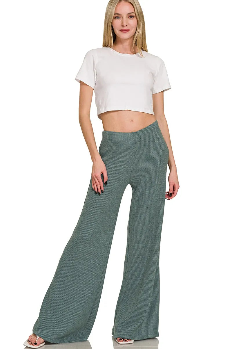 Zenana Mock Neck Top and Pants Sweater Set - kinko