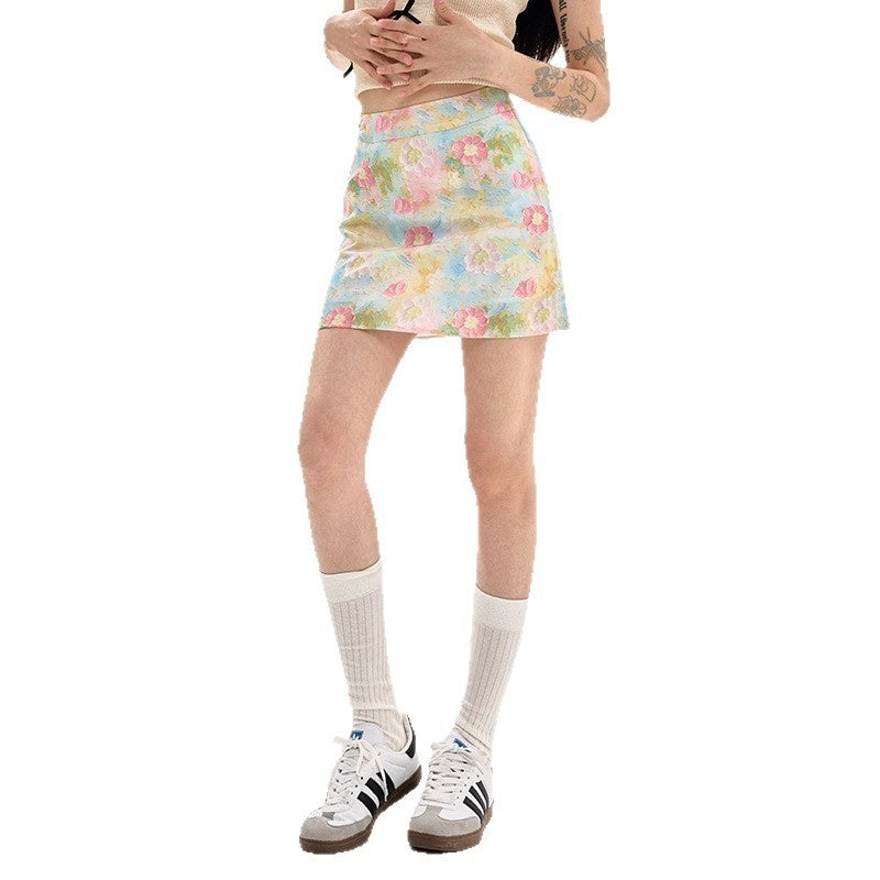 Women's Floral Skirt Summer High Waist Petite Short Dress Summer - kinko